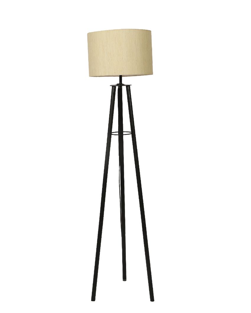 Tripod Design Foldable Iron Floor Lamp with Cotton Shade | Bulb Not Included | 12 x 12 x 50 inches