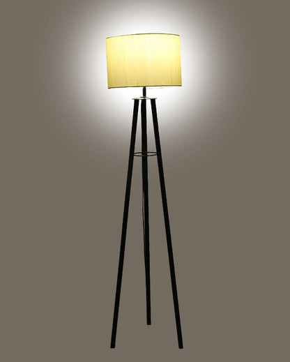 Tripod Design Foldable Iron Floor Lamp with Cotton Shade | Bulb Not Included | 12 x 12 x 50 inches