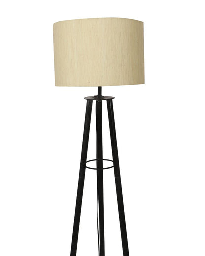 Tripod Design Foldable Iron Floor Lamp with Cotton Shade | Bulb Not Included | 12 x 12 x 50 inches