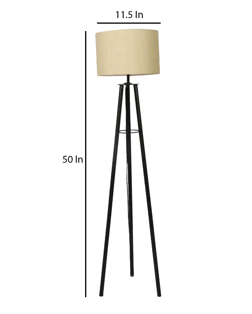 Tripod Design Foldable Iron Floor Lamp with Cotton Shade | Bulb Not Included | 12 x 12 x 50 inches