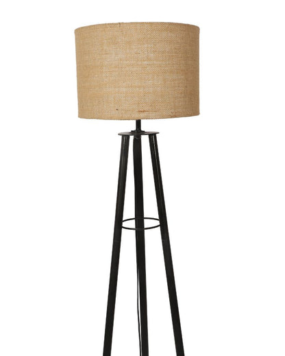 Tripod Design Foldable Iron Floor Lamp with Jute Shade | Bulb Not Included | 12 x 12 x 50 inches