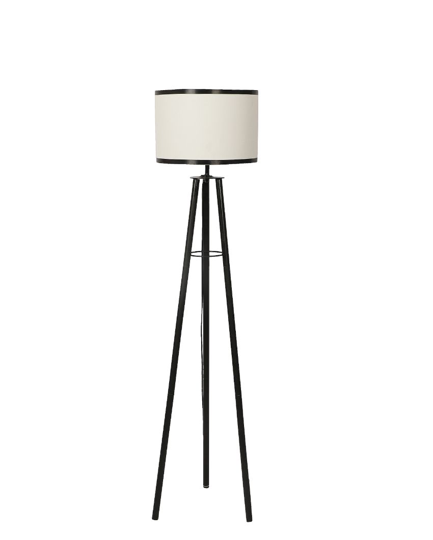 Tripod Design Foldable Dual Tone Iron Floor Lamp with Cotton Shade | Bulb Not Included | 12 x 12 x 50 inches