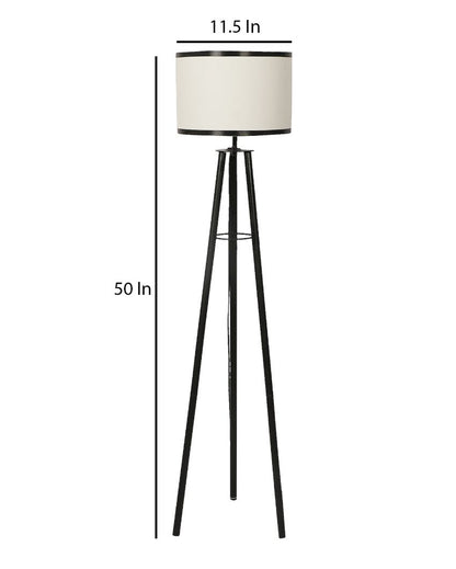 Tripod Design Foldable Dual Tone Iron Floor Lamp with Cotton Shade | Bulb Not Included | 12 x 12 x 50 inches