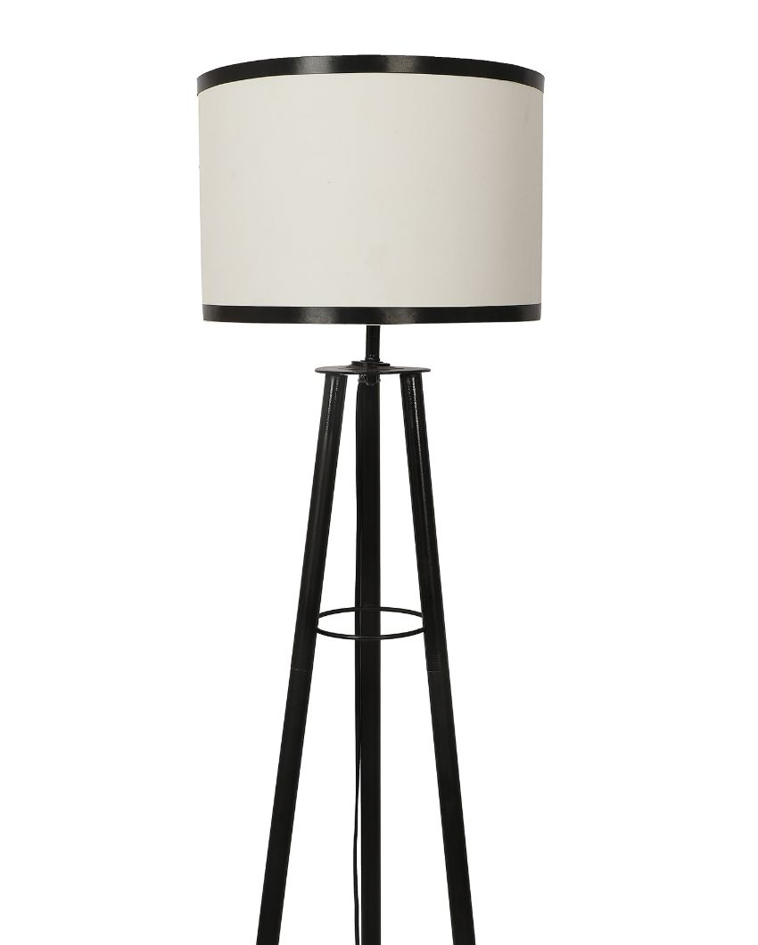 Tripod Design Foldable Dual Tone Iron Floor Lamp with Cotton Shade | Bulb Not Included | 12 x 12 x 50 inches