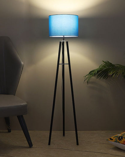 Tripod Design Foldable Iron Floor Lamp with Cotton Shade | Bulb Not Included | 12 x 12 x 50 inches