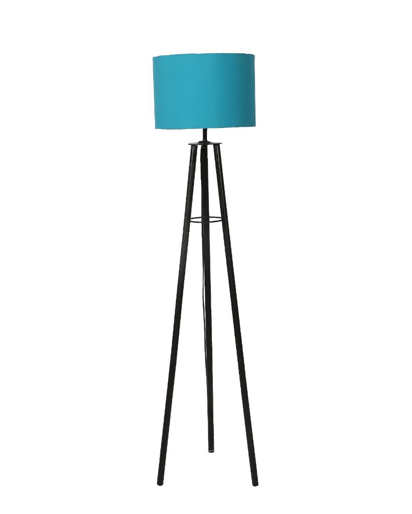 Tripod Design Foldable Iron Floor Lamp with Cotton Shade | Bulb Not Included | 12 x 12 x 50 inches