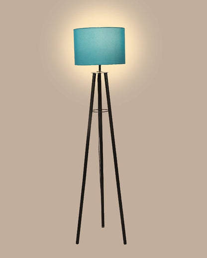 Tripod Design Foldable Iron Floor Lamp with Cotton Shade | Bulb Not Included | 12 x 12 x 50 inches