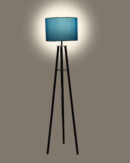 Tripod Design Foldable Iron Floor Lamp with Cotton Shade | Bulb Not Included | 12 x 12 x 50 inches