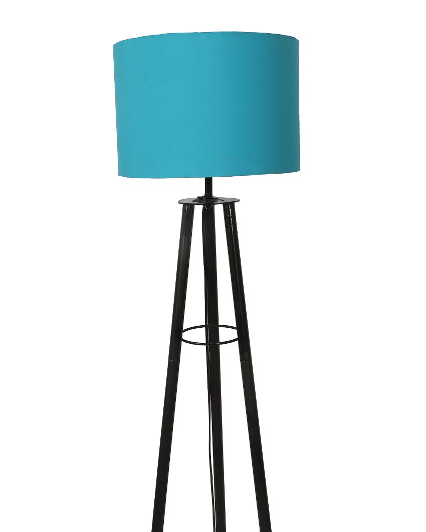 Tripod Design Foldable Iron Floor Lamp with Cotton Shade | Bulb Not Included | 12 x 12 x 50 inches