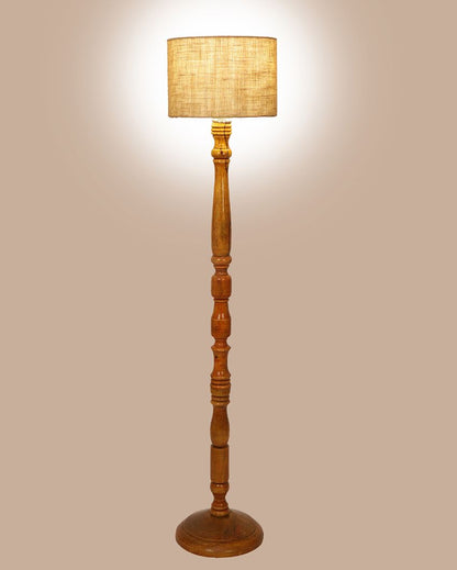 Classy Design Wooden Stand Floor Lamp with Jute Shade | Bulb Not Included |  12 x 56 inches