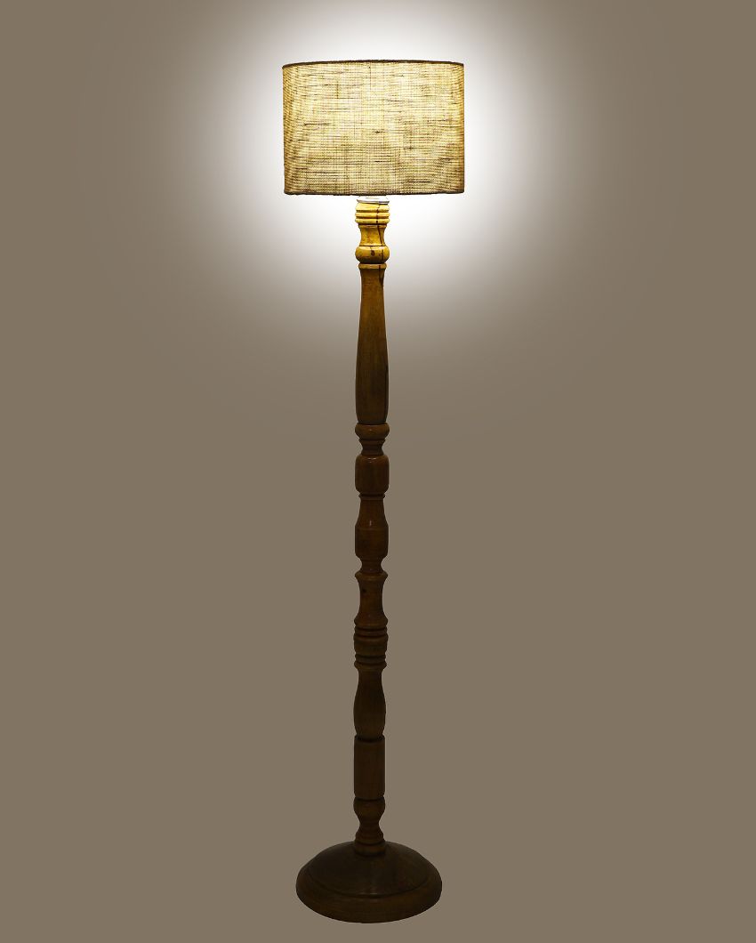 Classy Design Wooden Stand Floor Lamp with Jute Shade | Bulb Not Included |  12 x 56 inches