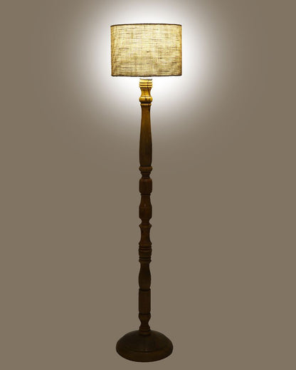 Classy Design Wooden Stand Floor Lamp with Jute Shade | Bulb Not Included |  12 x 56 inches