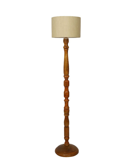 Vintage Design Wooden Stand Floor Lamp with Cotton Shade | Bulb Not Included | 12 x 56 inches