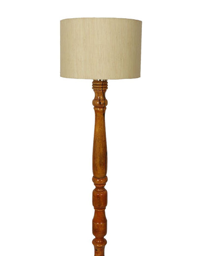 Vintage Design Wooden Stand Floor Lamp with Cotton Shade | Bulb Not Included | 12 x 56 inches