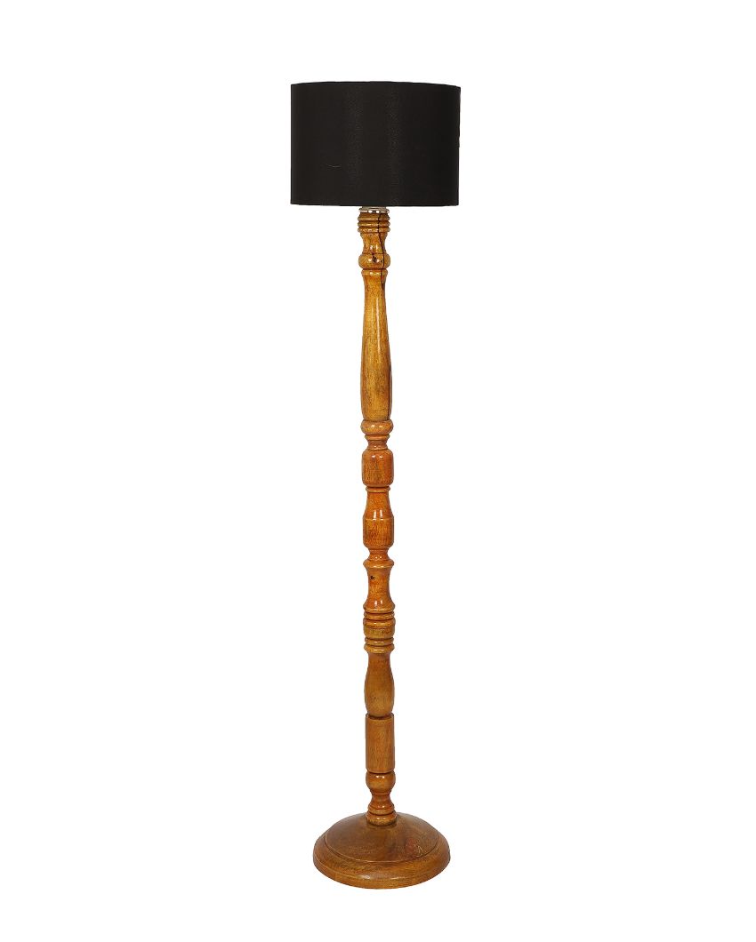 Vintage Design Wooden Stand Floor Lamp with Cotton Shade | Bulb Not Included | 12 x 56 inches