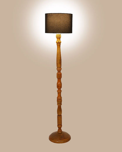 Vintage Design Wooden Stand Floor Lamp with Cotton Shade | Bulb Not Included | 12 x 56 inches