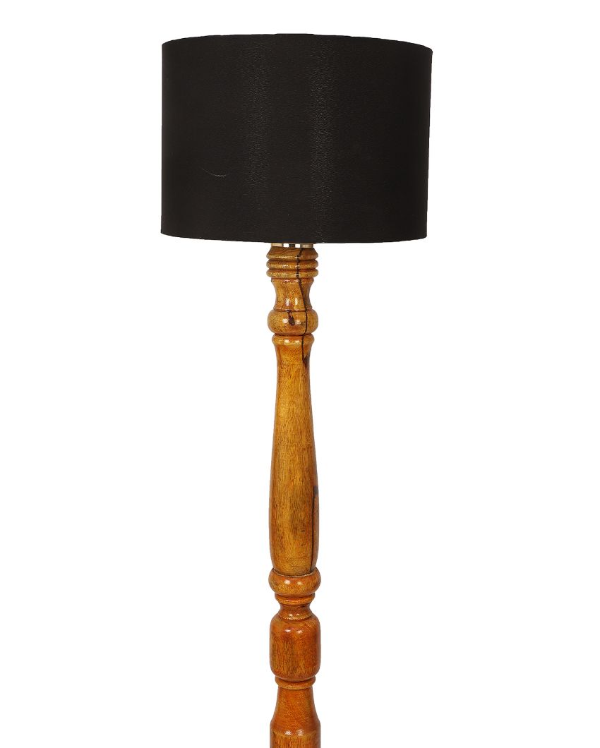 Vintage Design Wooden Stand Floor Lamp with Cotton Shade | Bulb Not Included | 12 x 56 inches