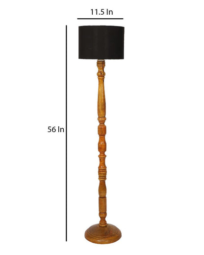 Vintage Design Wooden Stand Floor Lamp with Cotton Shade | Bulb Not Included | 12 x 56 inches