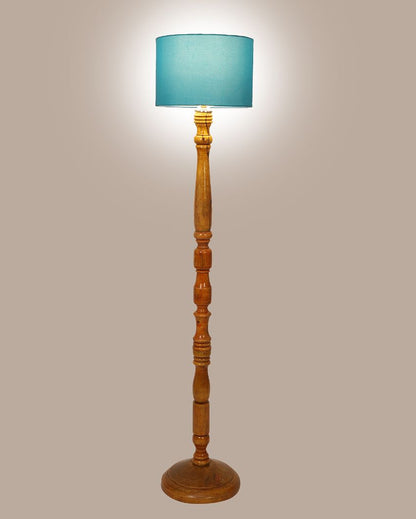 Vintage Design Wooden Stand Floor Lamp with Cotton Shade | Bulb Not Included | 12 x 56 inches