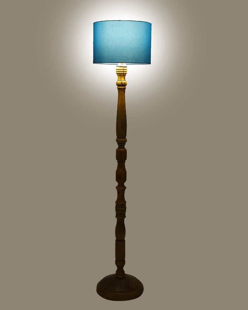 Vintage Design Wooden Stand Floor Lamp with Cotton Shade | Bulb Not Included | 12 x 56 inches