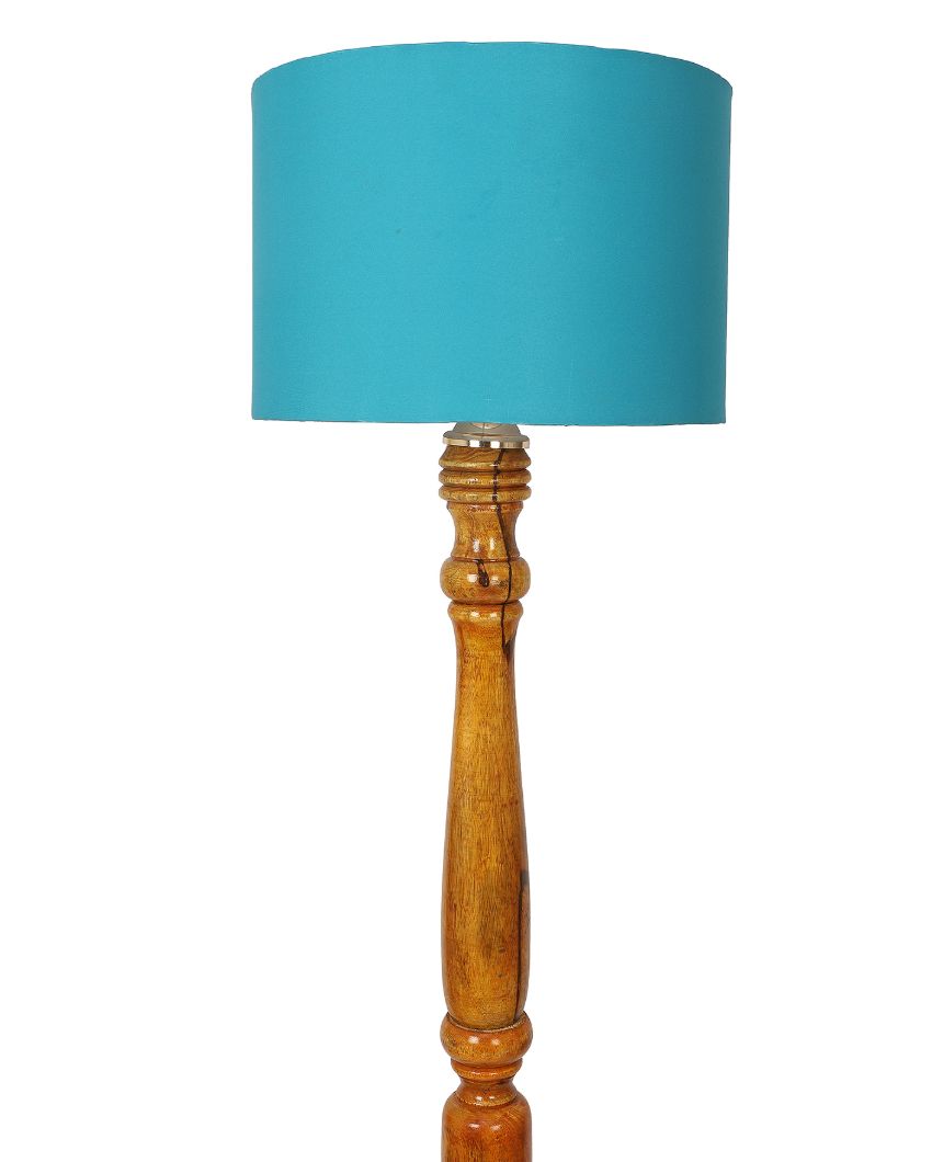 Vintage Design Wooden Stand Floor Lamp with Cotton Shade | Bulb Not Included | 12 x 56 inches