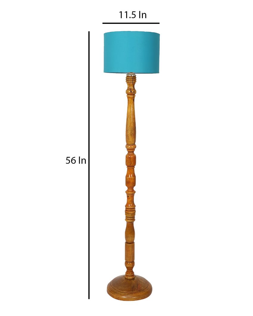 Vintage Design Wooden Stand Floor Lamp with Cotton Shade | Bulb Not Included | 12 x 56 inches