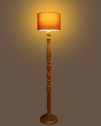 Vintage Design Wooden Stand Floor Lamp with Cotton Shade | Bulb Not Included | 12 x 56 inches