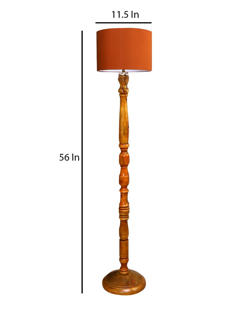 Vintage Design Wooden Stand Floor Lamp with Cotton Shade | Bulb Not Included | 12 x 56 inches