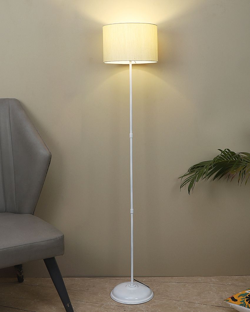 Uplifted Foldable Design Iron Stand Floor Lamp with Cotton Shade | Bulb Not Included | 12 x 57 inches