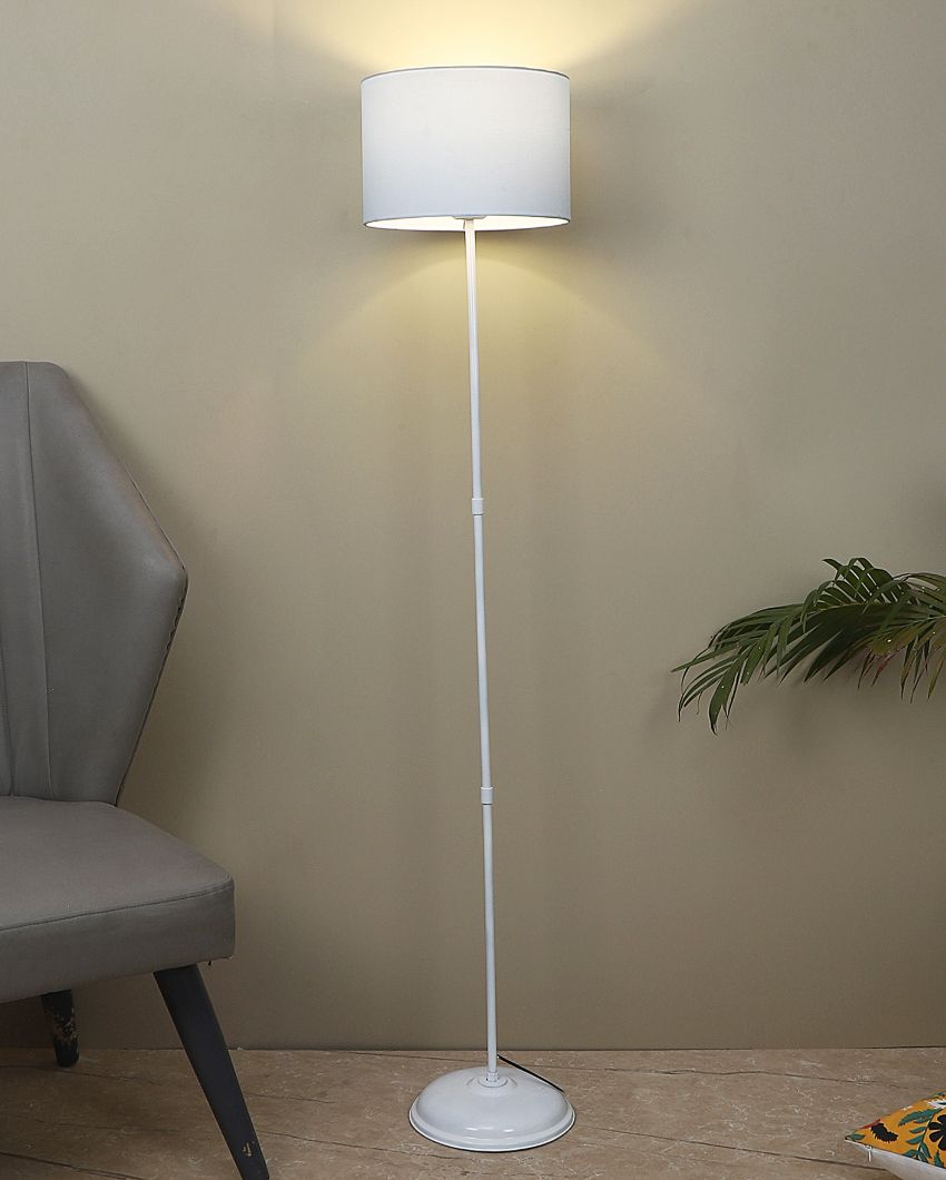 Uplifted Foldable Design Iron Stand Floor Lamp with Cotton Shade | Bulb Not Included | 12 x 57 inches