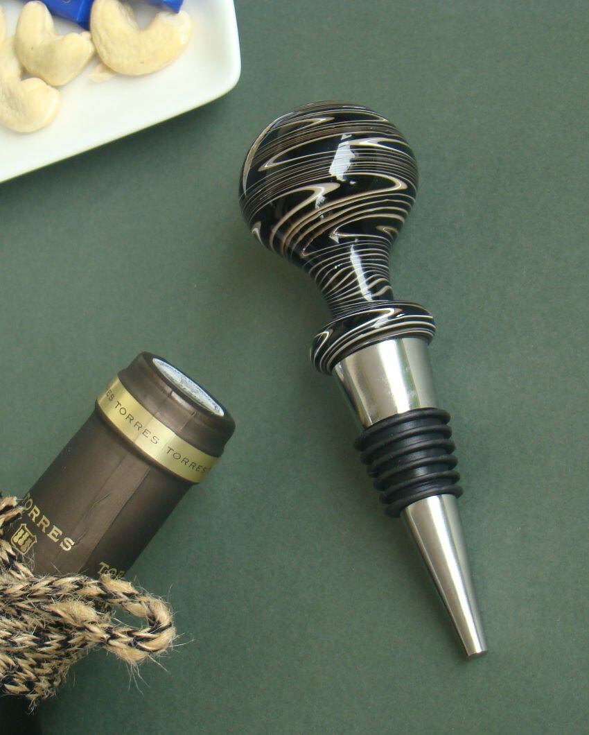 Noir Elegance Handblown Glass Wine Stopper