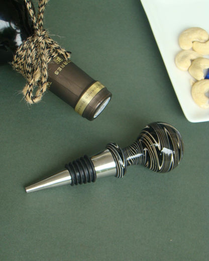 Noir Elegance Handblown Glass Wine Stopper