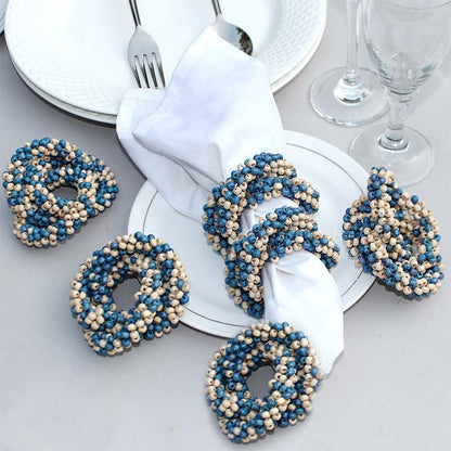 Wooden Napkin Rings | Set of 6 | Multiple Colors Blue