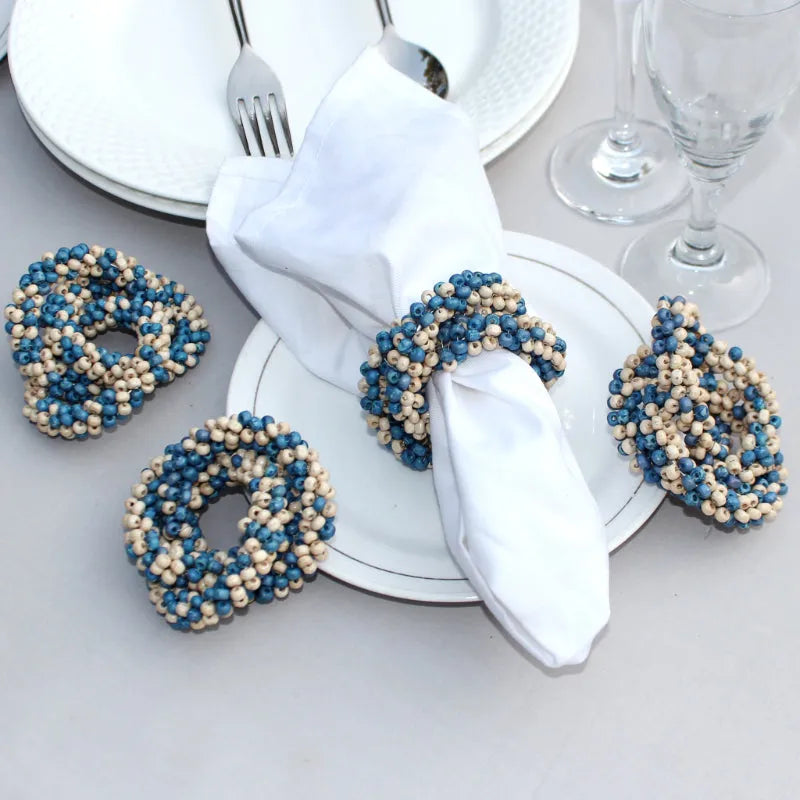 Wooden Napkin Rings | Set of 6 | Multiple Colors Blue