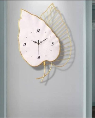 Delicate White Betel Leaf Wall Clock | 28 x 19 x 2 inches