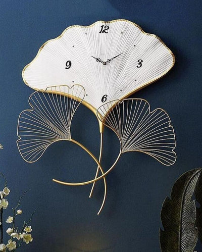 Nature-Inspired Three White Leaf Wall Clock | 28 x 20 x 2 inches
