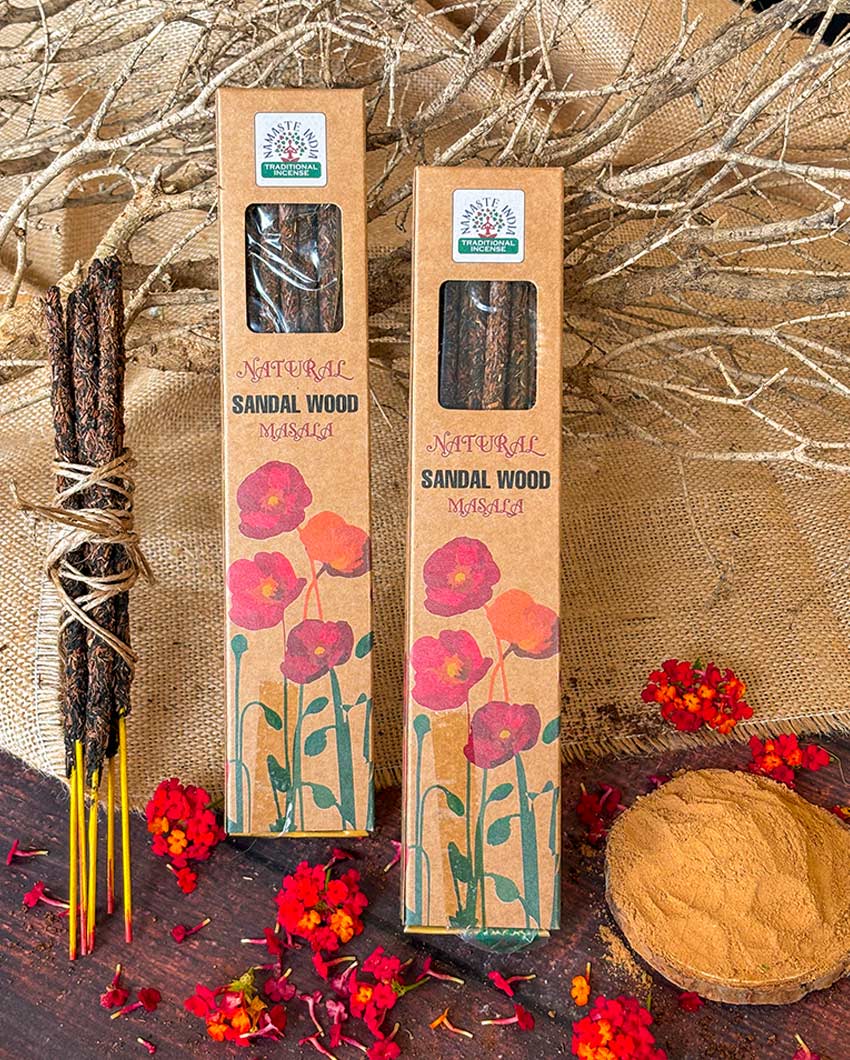 Sandalwood Smudge Incense Warm Woody Scent for Spiritual Calm | Set of 3 | 21 inches