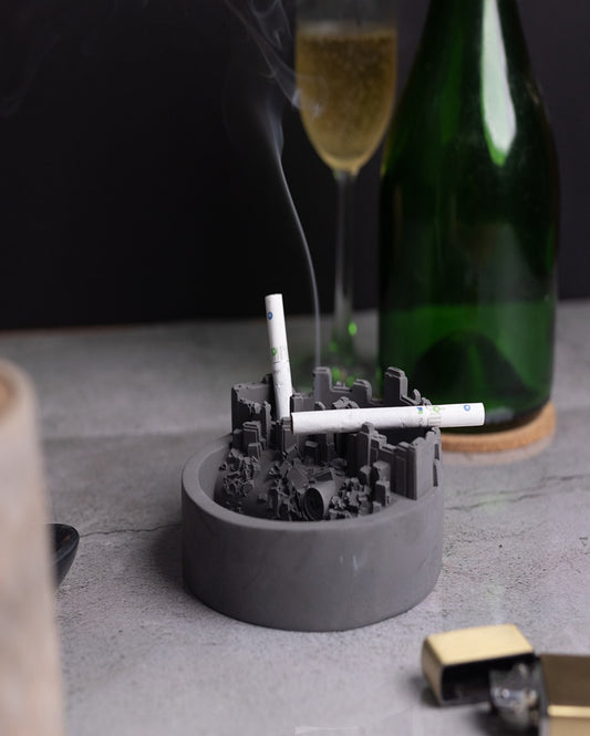 Classic Durable Shape Necropolis Concrete Ashtray | 4 x 4 x 3 inches