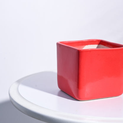 Square Ceramic Pot | Ugaoo | Multiple Colors Red