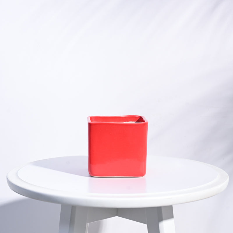 Square Ceramic Pot | Ugaoo | Multiple Colors Red
