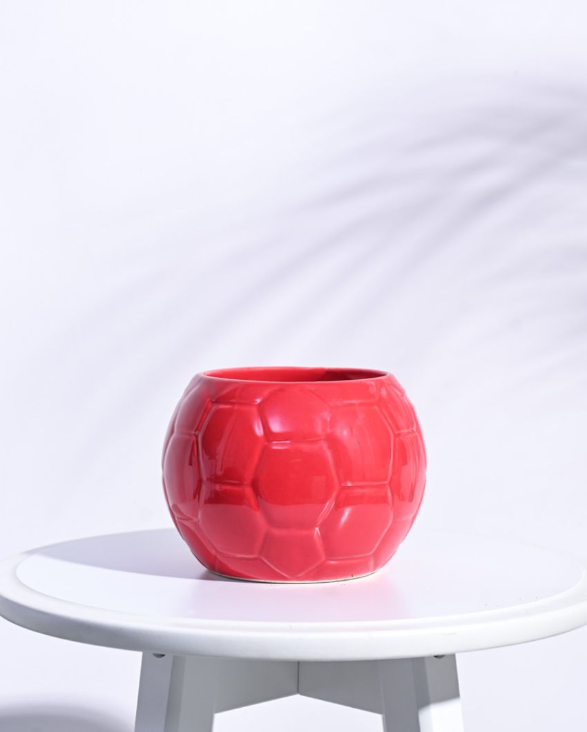 Red Football Ceramic Pot