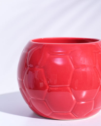 Red Football Ceramic Pot