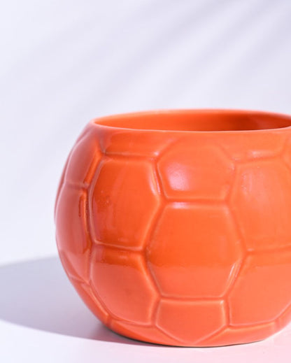 Orange Football Ceramic Pot