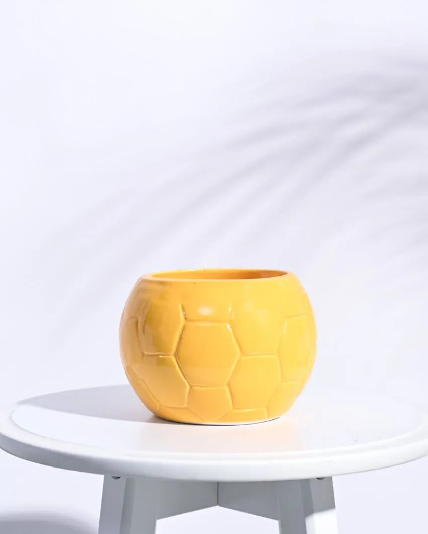 Yellow Football Ceramic Pot