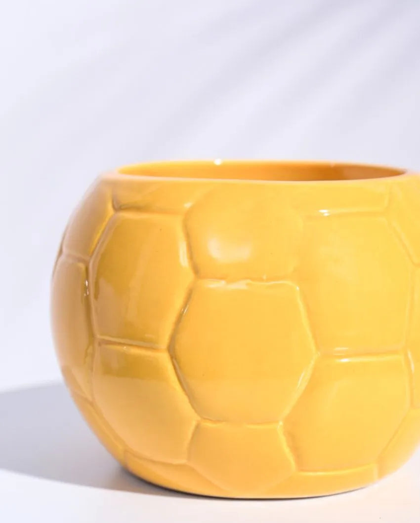 Yellow Football Ceramic Pot