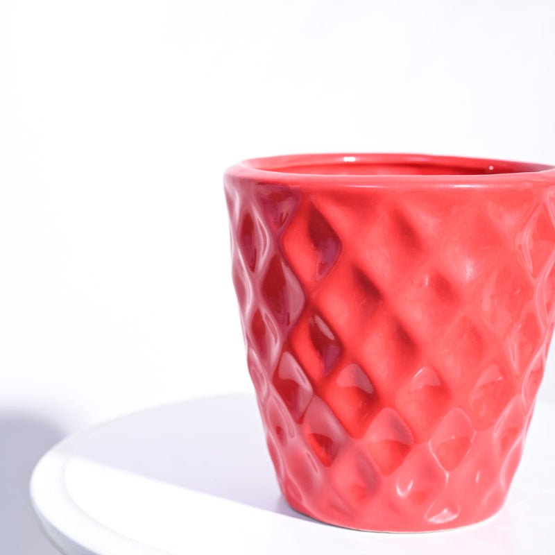 Argyle Ceramic Pot |  Multiple Colors Red