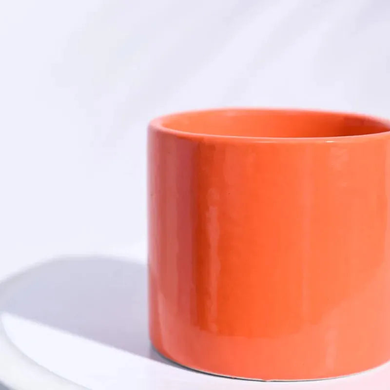 Pipe Ceramic Pot | Multiple Colors Orange