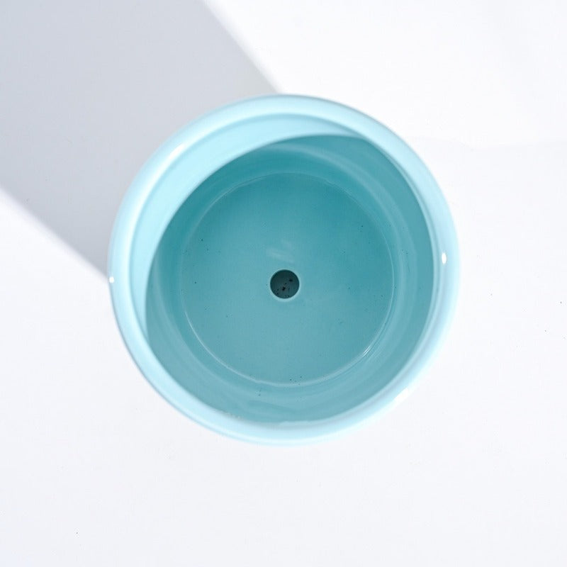 Radiant Spiro Ceramic Pot | 5x4 Inch Cadet Blue