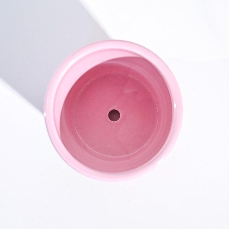 Radiant Spiro Ceramic Pot | 5x4 Inch Crepe Pink