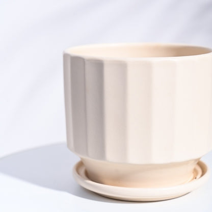 Frosted Alluring Ceramic Pot | 6x5 Inch Beige